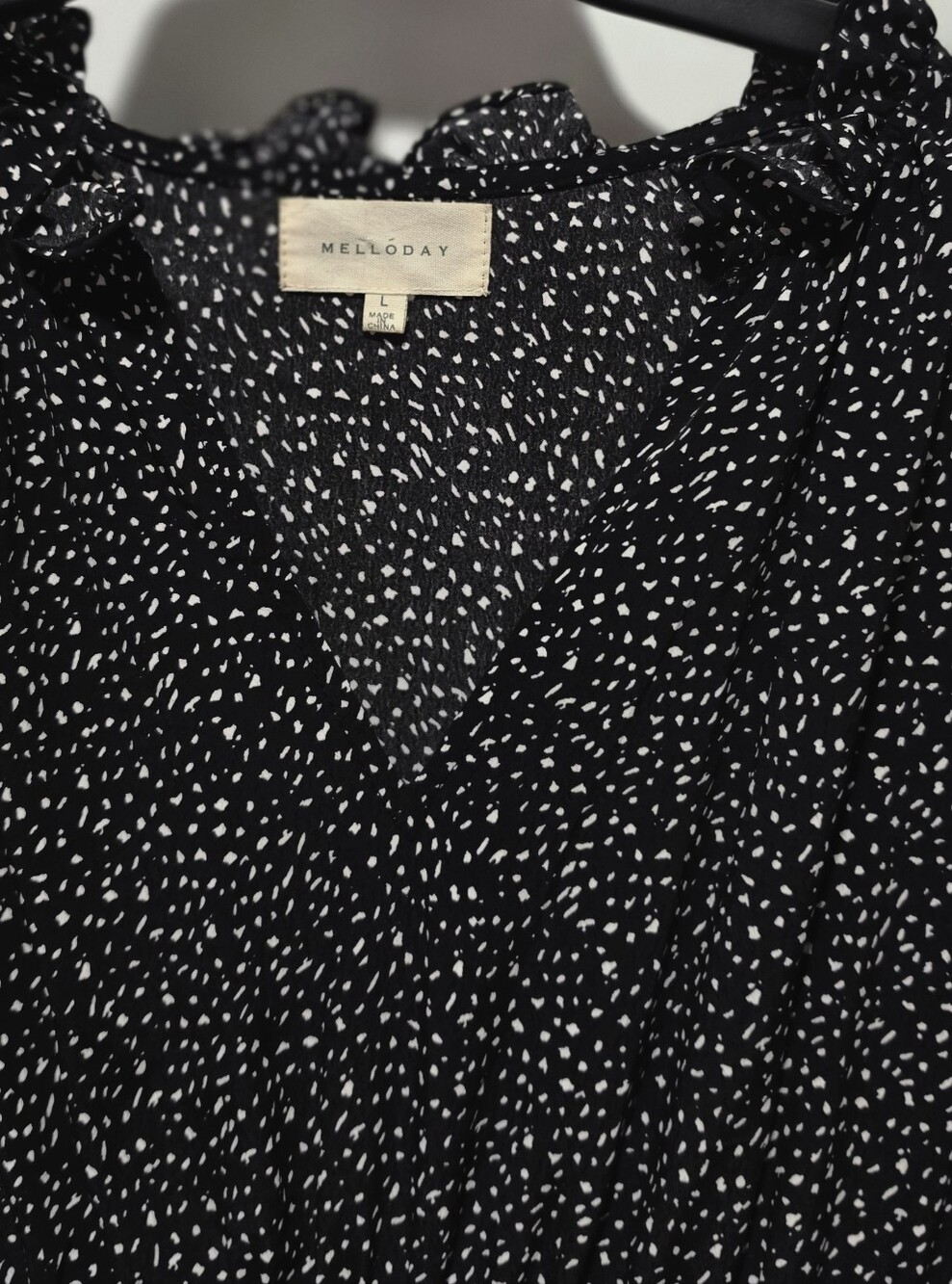 MELLODAY Black Dot-Print V-Neck Maxi Dress - Picture 4 of 6